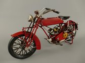 metaalkunst - antieke motor - rood - 7 cm hoog