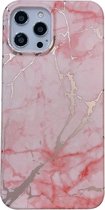 iPhone XS Max Back Cover Hoesje Marmer - Marmerprint - Marble Design - Soft TPU - Backcover - Apple iPhone XS Max - Marmer Roze