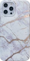iPhone 12 Pro Max Back Cover Hoesje Marmer - Marmerprint - Marble Design - Soft TPU - Backcover - Apple iPhone 12 Pro Max - Marmer Wit