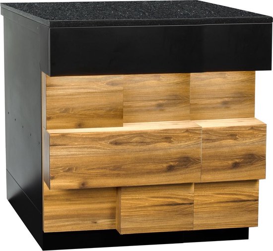 Toonbank Kassa 0 9 M Houten Voorkant Zwart Graniet GGM Gastro toonbank-kassa-0-9-m-houten-voorkant-zwart-graniet-ggm-gastro