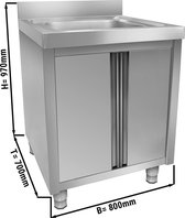 Roestvrijstalen spoelkast ECO - 0,8 m - 1 spoelbak - L 50 x B 50 x D 30 cm | GGM Gastro