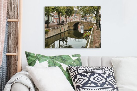 Pont sur un canal à Harlingen en Frise 40x30 cm - petit - Tirage photo sur toile (Décoration murale salon / chambre)