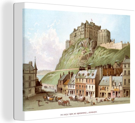 Canvas Schilderij Een illustratie van het kasteel van Edinburgh - 40x30 cm - Wanddecoratie