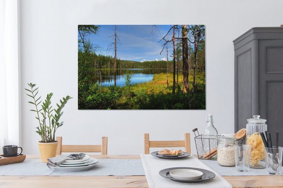 Reflet des forêts dans un lac calme dans le parc national de Skulesogen Toile 120x80 cm - Tirage photo sur toile (Décoration murale salon / chambre)