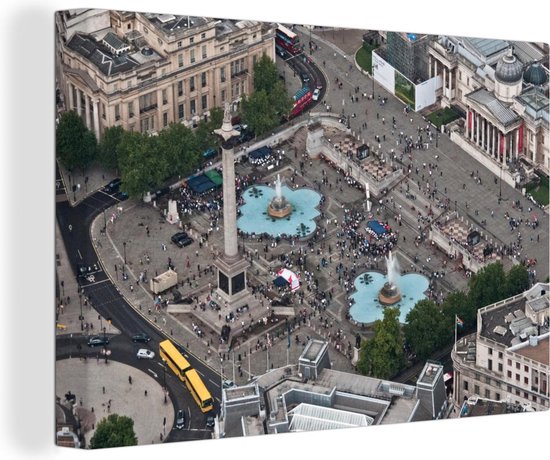 Canvas Schilderij Luchtfoto van het Trafalgar Square in Londen - 30x20 cm - Wanddecoratie