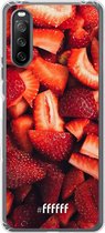6F hoesje - geschikt voor Sony Xperia 10 III -  Transparant TPU Case - Strawberry Fields #ffffff