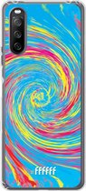 6F hoesje - geschikt voor Sony Xperia 10 III -  Transparant TPU Case - Swirl Tie Dye #ffffff