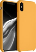 kwmobile telefoonhoesje voor Apple iPhone XS - Hoesje met siliconen coating - Smartphone case in goud-oranje