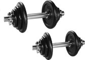 Bol.com RS Sports Dumbellset - Halterset met gewichten - Totaal 20 kg - 2 stangen - zwart aanbieding