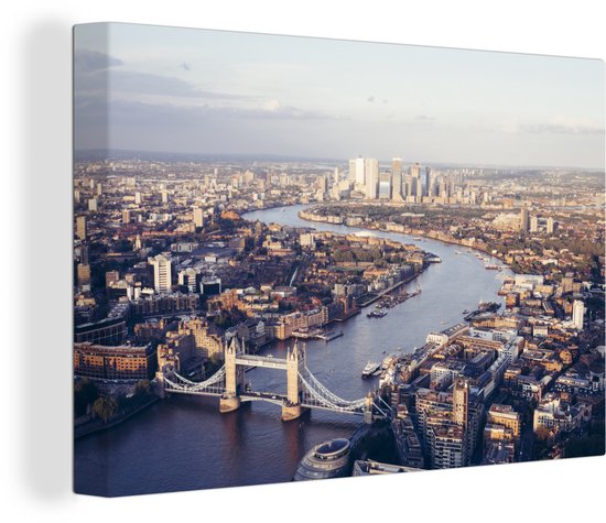 Canvas Schilderij Skyline van London met de Tower Bridge - 60x40 cm - Wanddecoratie