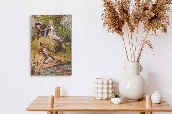 Peintures sur toile - Illustration tirée du conte Blanche-Neige et Rose Rouge. - 20x30 cm - Décoration murale