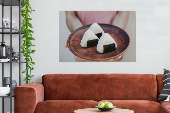Peintures sur toile - Onigiri - Assiette - Japon - 140x90 cm - Décoration murale