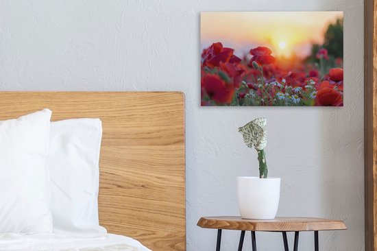 Coquelicots avant le soleil couchant toile 2cm 30x20 cm - petit - Tirage photo sur toile (Décoration murale salon / chambre)