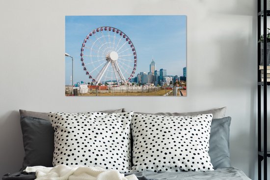 Grande roue en toile Honk Kong 2cm 90x60 cm - Tirage photo sur toile (Décoration murale salon / chambre)