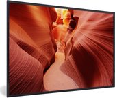 Image encadrée - Cadre photo mondialement connu Antelope Canyon noir 120x80 cm - Affiche encadrée (Décoration murale salon / chambre)