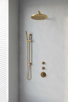 Brauer Gold Edition thermostatische inbouw doucheset - geborsteld goud PVD - hoofddouche 30cm - wandarm - staafhanddouche - met glijstang
