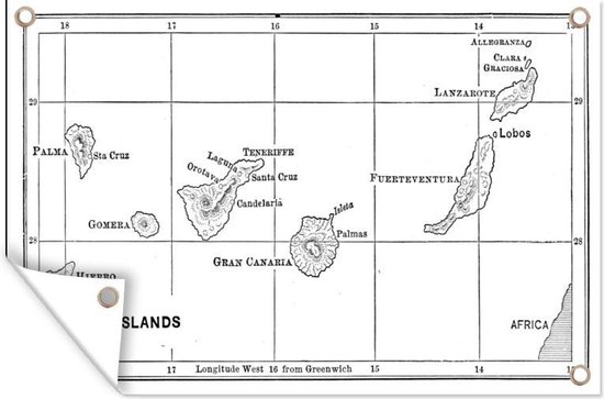 Tuinposter - Tuindoek - Tuinposters buiten - Een landkaart illustratie van de Canarische Eilanden - 120x80 cm - Tuin