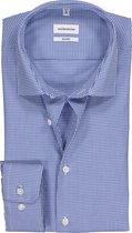 Seidensticker shaped fit overhemd - blauw met wit geruit - Strijkvrij - Boordmaat: 46