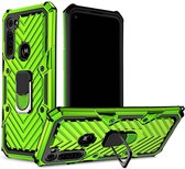 Voor Motorola Moto G8 Power Cool Armor PC + TPU schokbestendig hoesje met 360 graden rotatie ringhouder (groen)