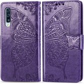 Samsung Galaxy A50 Hoesje - Mobigear - Butterfly Serie - Kunstlederen Bookcase - Paars - Hoesje Geschikt Voor Samsung Galaxy A50