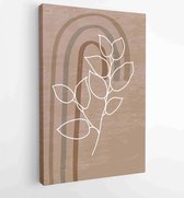 Botanical and golden line wall art vector set. Earth tone boho foliage line art drawing with abstract shape. 3 - Moderne schilderijen – Vertical –  1827852719 - 80*60 Vertical