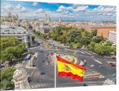 Spaanse vlag voor de Cibeles fontein in Madrid - Foto op Canvas - 90 x 60 cm