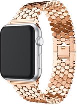 Stalen Smartwatch bandje - Geschikt voor Apple Watch stalen vis band - rosé goud - Strap-it Horlogeband / Polsband / Armband - Maat: 42 - 44 - 45 - 49mm