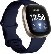 By Qubix geschikt voor Fitbit Versa 3 - Fitbit Versa 4 - Fitbit Sense 1 - Fitbit Sense 2 Sportbandje - Midnight Blue - Maat: S-M Smartwatchbandje bandje Armband Polsband Strap Band