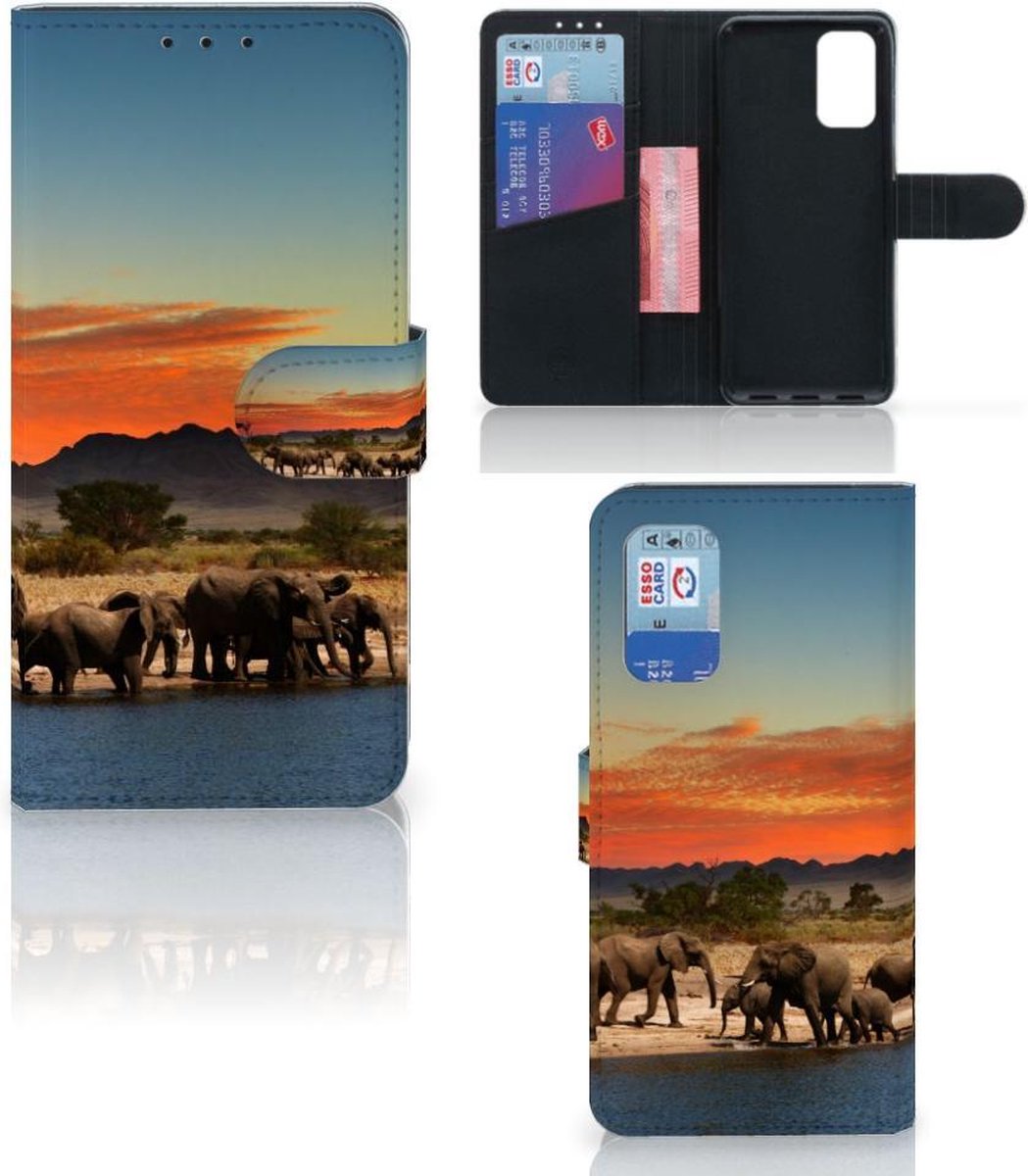 Book Case voor Samsung Galaxy A32 4G Telefoonhoesje met Pasjes Olifanten