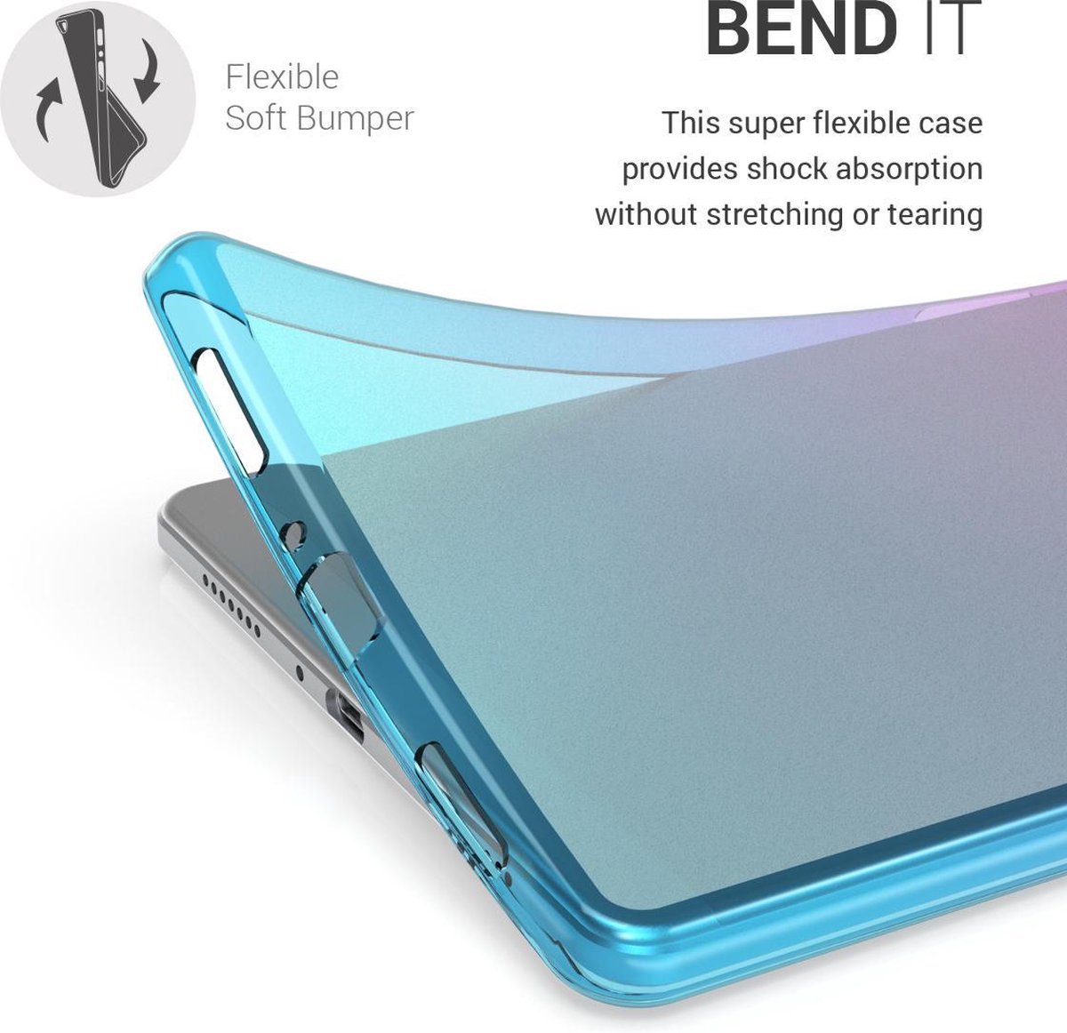 kwmobile hoes voor Samsung Galaxy Tab A 8.0 (2019) - siliconen beschermhoes voor tablet - Tweekleurig design - roze / blauw / transparant