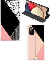 Bookcase Hoesje Geschikt voor Samsung Galaxy M02s | A02s Smart Cover Black Pink Shapes