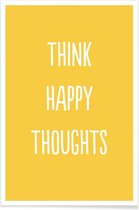 JUNIQE - Poster Happy Thoughts -20x30 /Geel