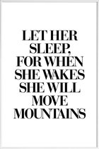 JUNIQE - Poster in kunststof lijst She Will Move Mountains -30x45 /Wit