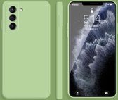 Voor Samsung Galaxy S21 5G effen kleur imitatie vloeibare siliconen rechte rand valbestendige volledige dekking beschermhoes (matcha groen)