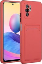 Voor Geschikt voor Xiaomi Redmi Note 10 5G kaartsleuf ontwerp schokbestendig TPU beschermhoes (pruimrood)