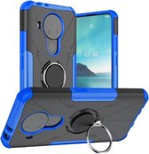 Voor Nokia 3.4 / 5.4 Machine Armor Bear Shockproof PC + TPU beschermhoes met ringhouder (blauw)