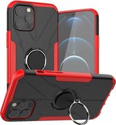 Machine Armor Bear Shockproof PC + TPU beschermhoes met ringhouder voor iPhone 12 Pro Max (rood)