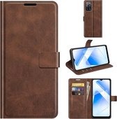 Voor OPPO A55 5G Retro Kalfspatroon Gesp Horizontale Flip Leren Case met Houder & Kaartsleuven & Portemonnee (Donkerbruin)