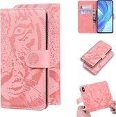 Voor Xiaomi Mi 11 Lite Tiger Embossing Pattern Horizontale flip lederen tas met houder & kaartsleuven & portemonnee (roze)