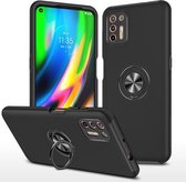 Voor Motorola Moto G9 Plus PC + TPU schokbestendige magnetische beschermhoes met onzichtbare ringhouder (zwart)