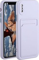 Card Slot Design Shockproof TPU beschermhoes voor iPhone X / XS (paars)