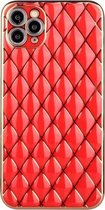 Electroplated Rhombic Pattern Sheepskin TPU beschermhoes voor iPhone 11 Pro (rood)