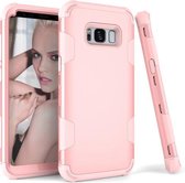 Voor Samsung Galaxy S8 Plus contrastkleur siliconen + pc schokbestendig hoesje (roségoud)