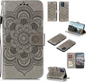Voor Geschikt voor Xiaomi Mi 11 Lite Mandala Embossing Patroon Horizontale Flip PU lederen tas met houder & kaartsleuven & Walle & Lanyard (grijs)