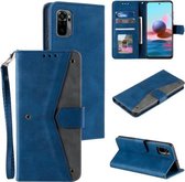 Voor Xiaomi Redmi Note 10 5G Stiksels Kalfsstructuur Horizontale Flip Leren Case met Houder & Kaartsleuven & Portemonnee (Donkerblauw)