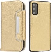 Voor Samsung Galaxy S20 Litchi Textuur Horizontale Flip Gesp Afneembare Magnetische PU Lederen Case met Kaartsleuven & Portemonnee & Fotolijst (Goud)