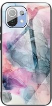 Voor Geschikt voor Xiaomi Mi 11 Lite Abstract Marble Pattern Glass beschermhoes (Abstract Multicolor)