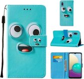 Voor Samsung Galaxy A02 / M02 Cross Texture Painting Pattern Horizontale Flip Leather Case met houder & kaartsleuven & portemonnee & Lanyard (Big-eye Monster)