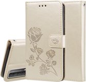 Voor Huawei Honor 10X Lite Rose reliëf horizontale flip PU lederen tas met houder & kaartsleuven & portemonnee (goud)