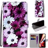 Voor OPPO Realme 5 / 5s / 5i / C3 / C3i / 6i / Narzo10 / 10A / 20A Gekleurde tekening Cross Texture Horizontale flip PU lederen tas met houder & kaartsleuven & portemonnee & lanyard (Chrysant